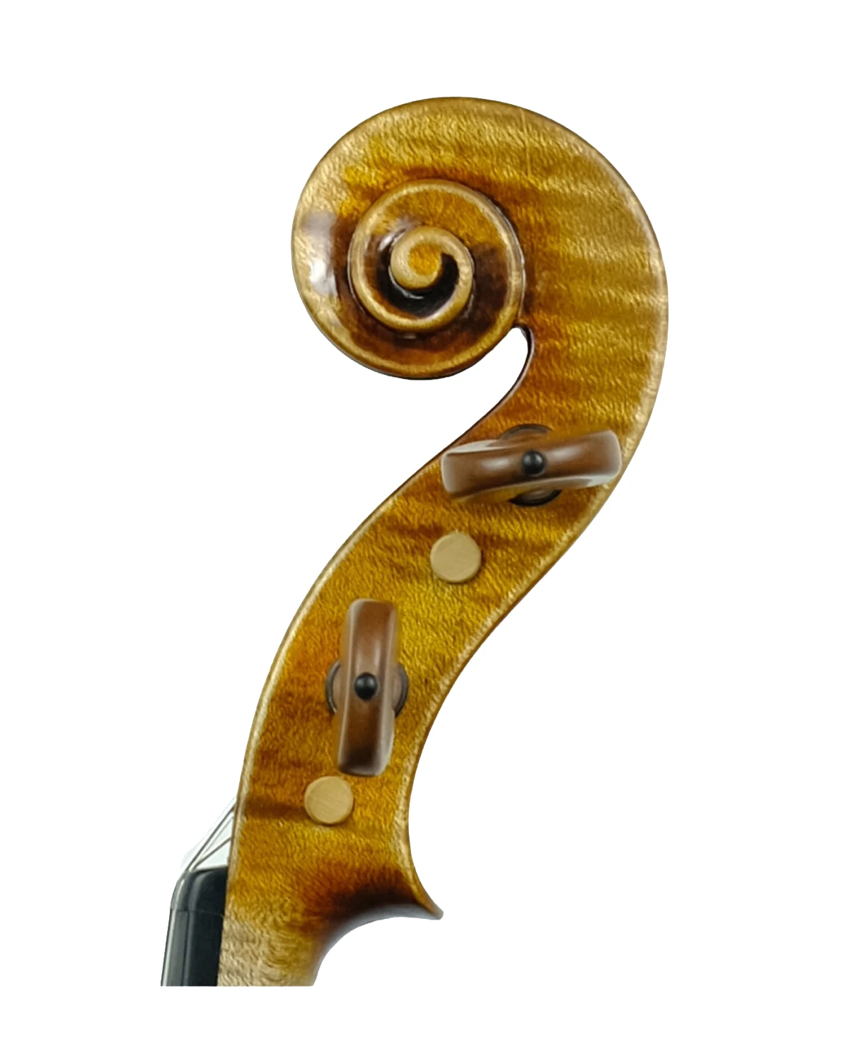 Scroll detail of Fabio Nicotra 2023 Guarneri del Gesù Kochanski inspired violin