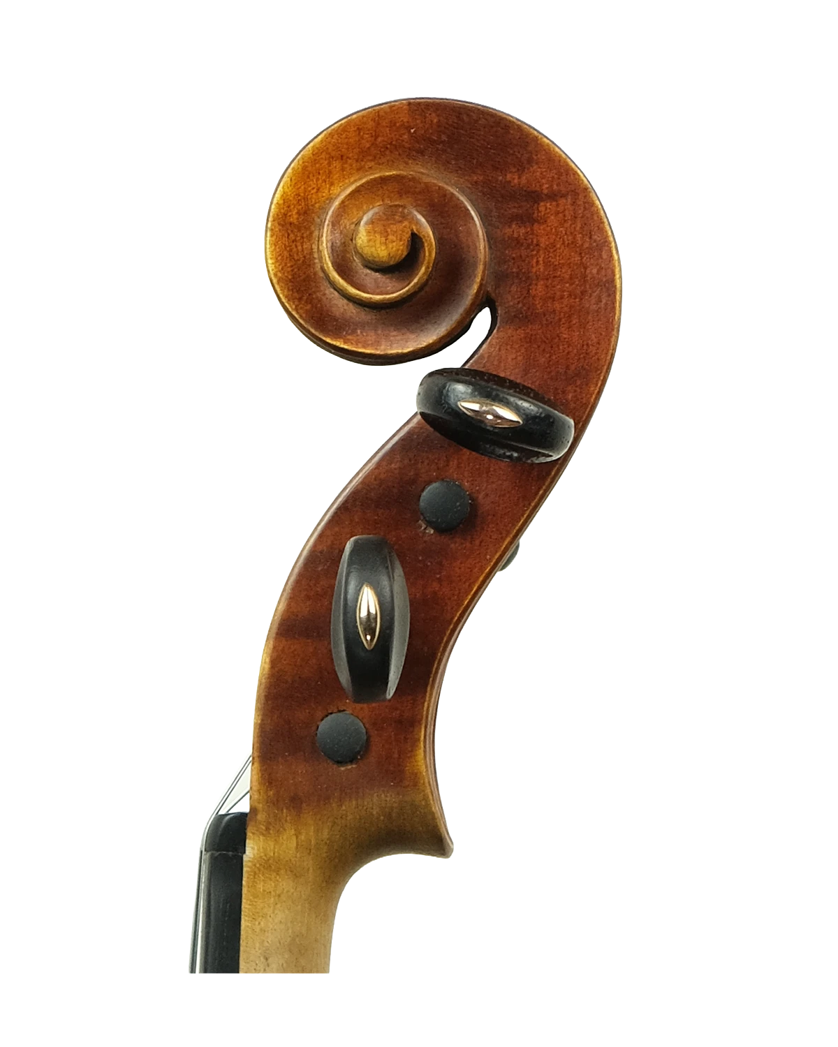 Scroll detail of Georges Apparut violin, Mirecourt 1942